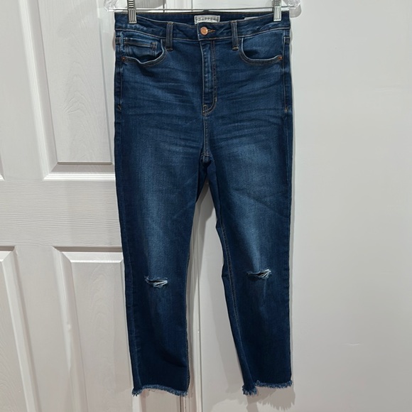 Harper Heritage Denim - Harper Heritage Straight Destructed Faded High Waist Cropped Raw Hem Size 29